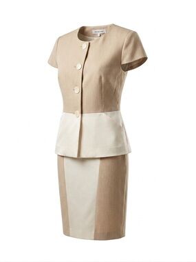 Larry Levine Two-Tone Beige and Cream Pencil Skirt Set